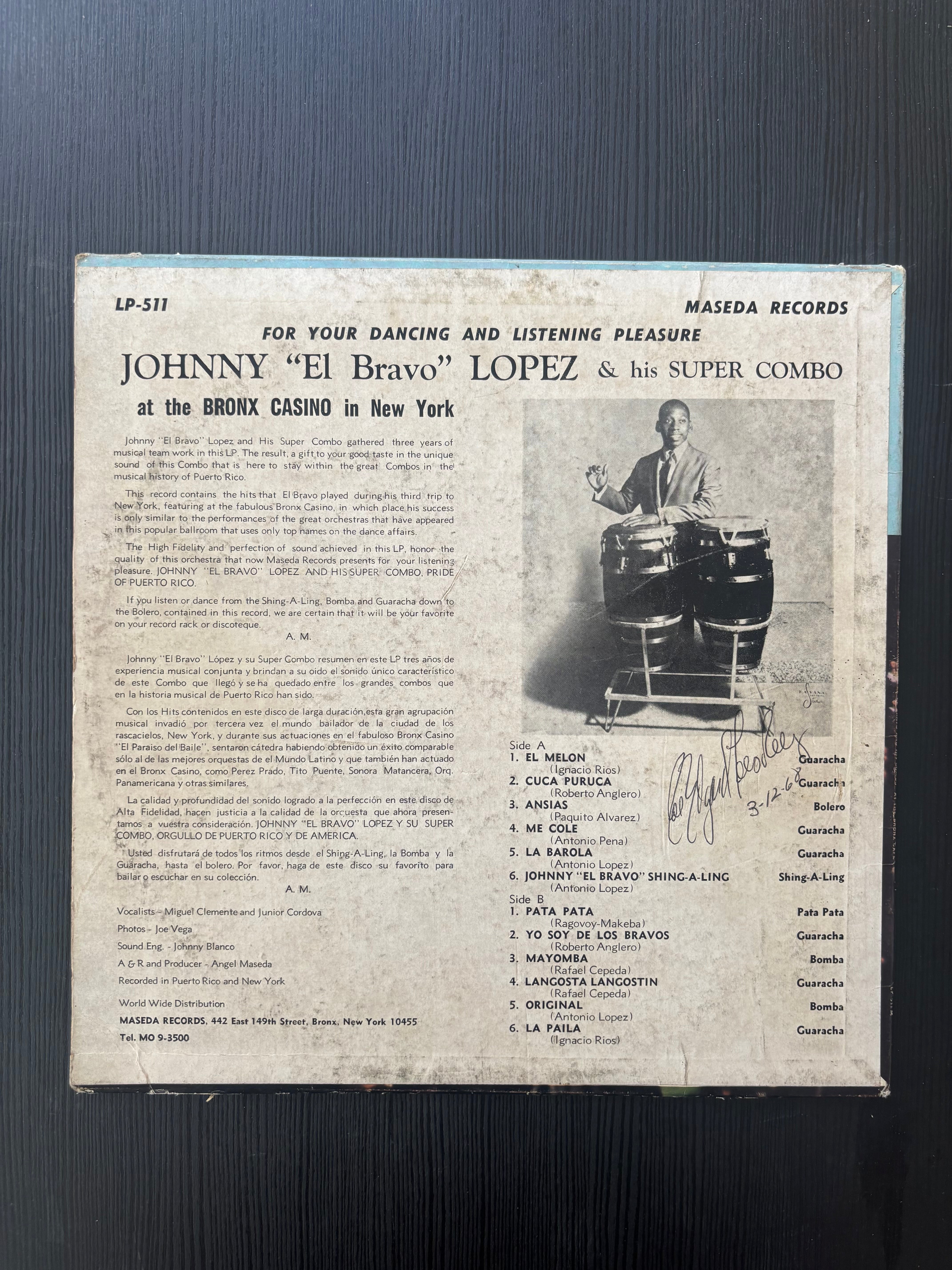 At the Bronx Casino - Johnny "El Bravo" López and his Super Combo